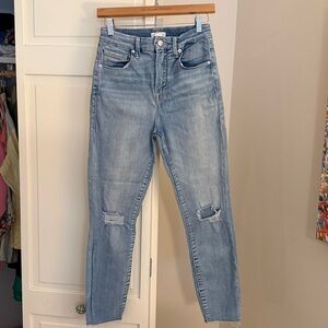 Good American Light Blue Ripped Ankle Jeans